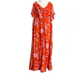 Orange Flutter Sleeve High Low hem Sundress W/ Pockets NWT